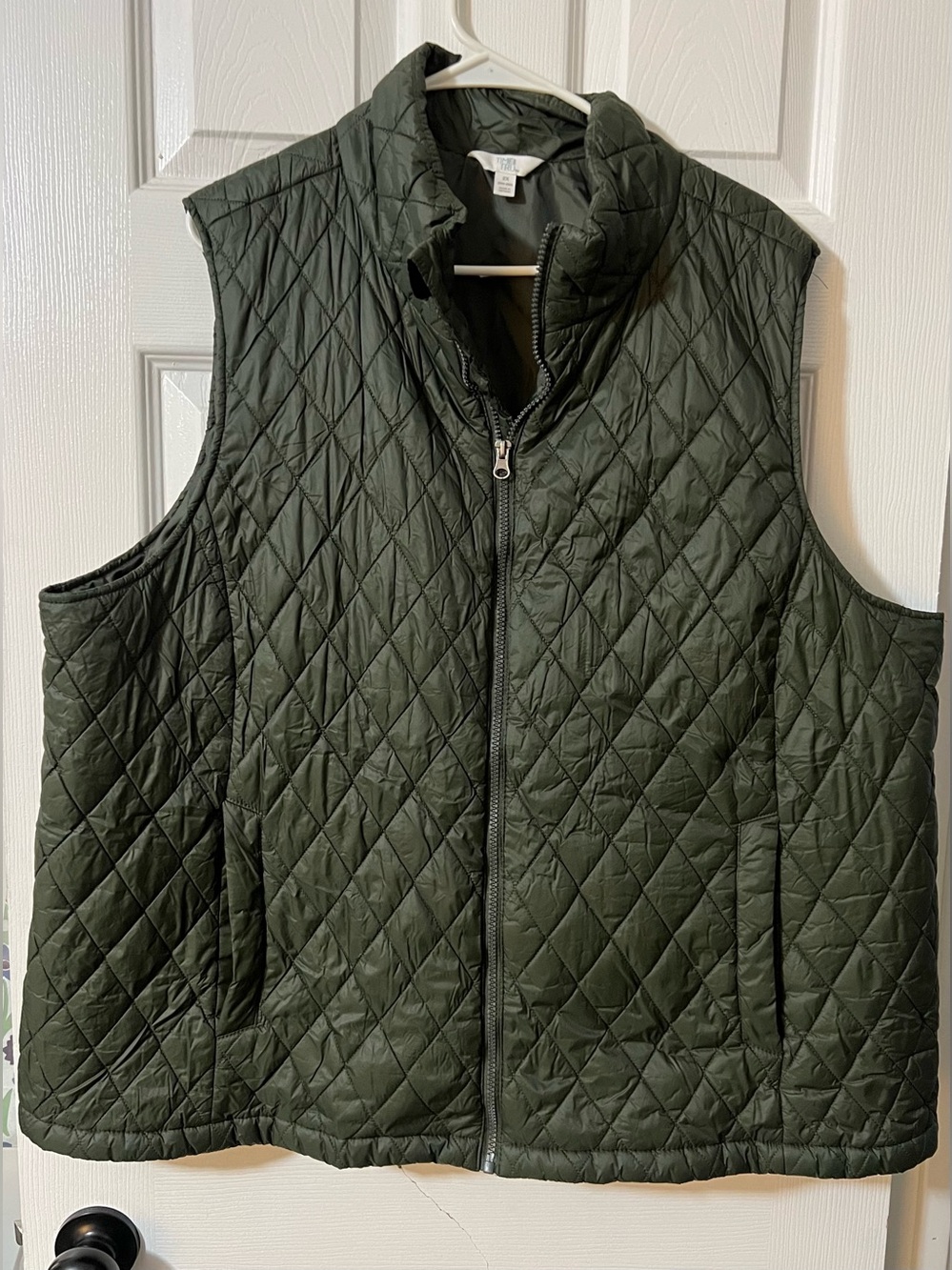 Quilted Sleeveless Vest Jacket - Olive Green